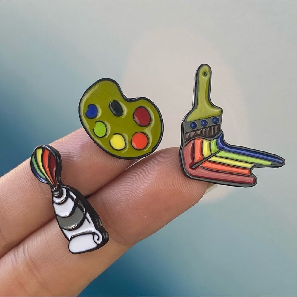 3 pc. Painters Art Set Enamel Pin/ Brooch Lapel
